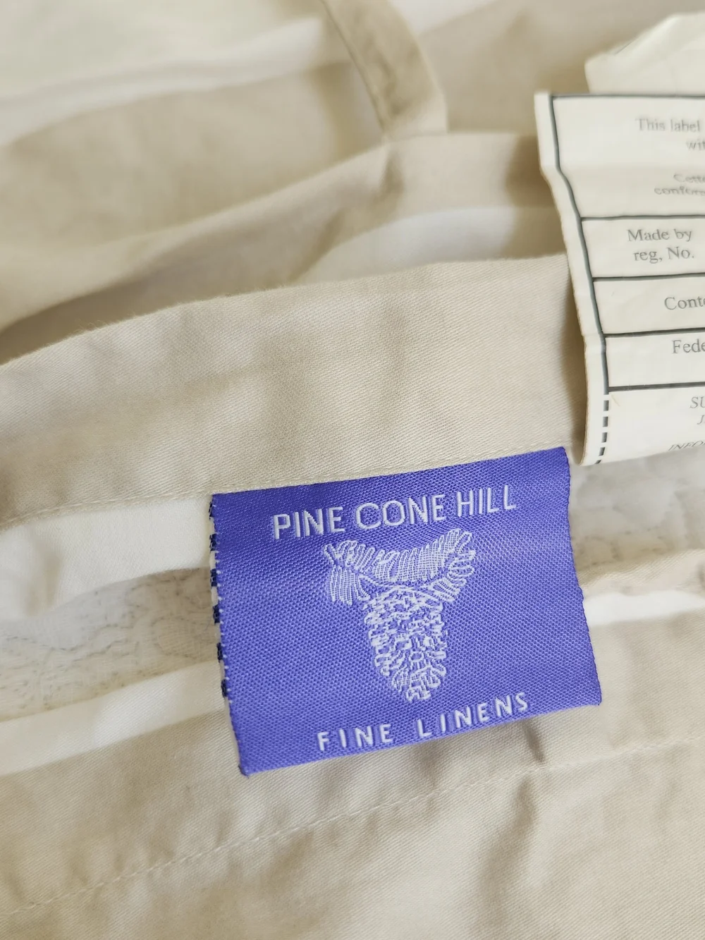 Pine Cone Hill Scalloped Floral Quilt Euro Sham Beige and White 2 Sided